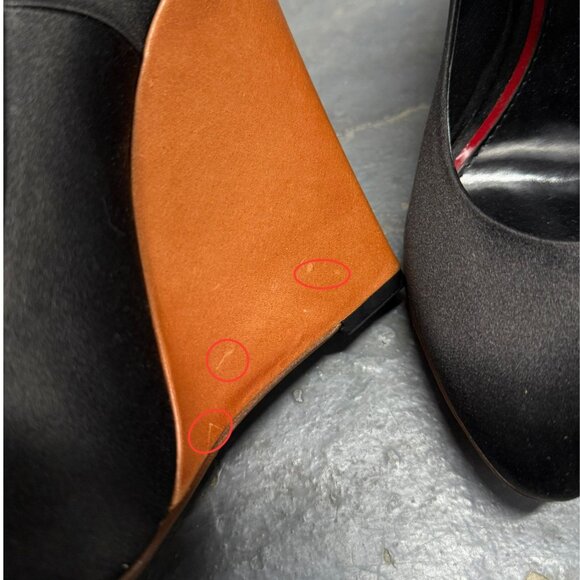 CELINE Archival Black Satin Wooden Wedge Heel Ankle Strap Shoes PHOEBE PHILO ERA - Picture 11 of 12